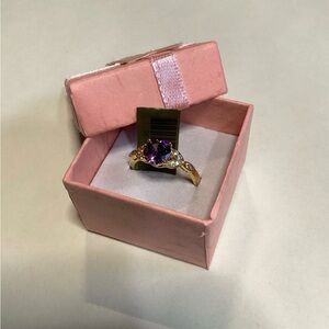 14 K gold plated amethyst with Sapphire ring